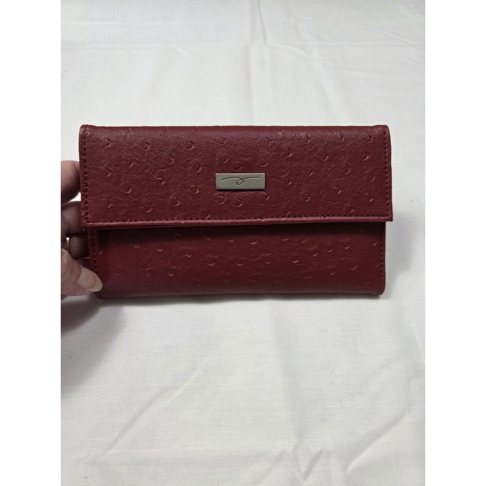 Vintage Guang Tong Red Ostrich trifold wallet